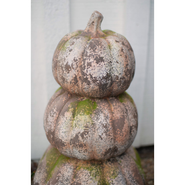 The Holiday Aisle® 3 Piece Stacked Faux Concrete Pumpkin Set Wayfair